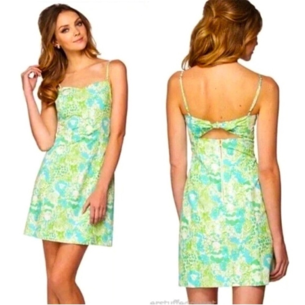 Lilly Pulitzer McCallum Limeade It’s a Zoo Green and White Print Dress preppy